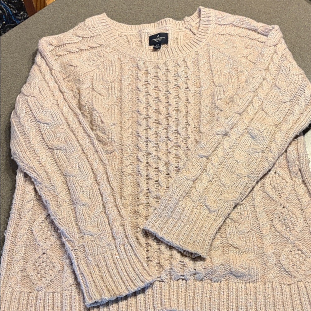 American Eagle Outfitters light pink Cable Knit Sweater